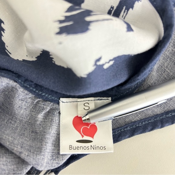 Buenos Ninos Jumpsuit Adult Small Blue White Wide Leg Pocket Tie Dye Flowy Women - Picture 3 of 14